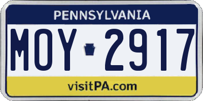 PA license plate MOY2917