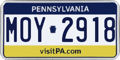 PA license plate MOY2918