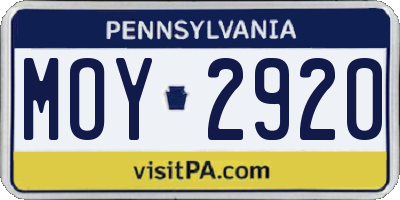 PA license plate MOY2920