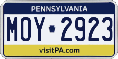 PA license plate MOY2923