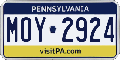 PA license plate MOY2924