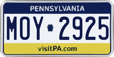 PA license plate MOY2925