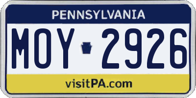 PA license plate MOY2926