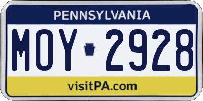 PA license plate MOY2928