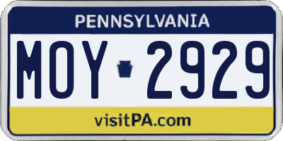 PA license plate MOY2929
