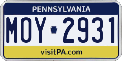 PA license plate MOY2931