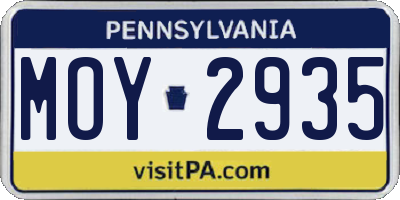 PA license plate MOY2935