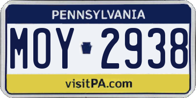 PA license plate MOY2938