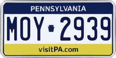 PA license plate MOY2939