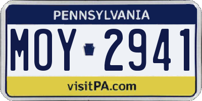 PA license plate MOY2941