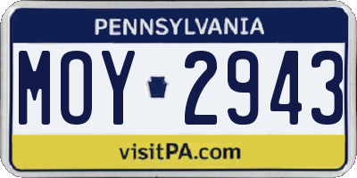 PA license plate MOY2943