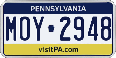 PA license plate MOY2948