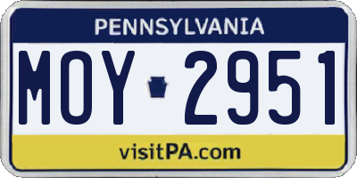 PA license plate MOY2951