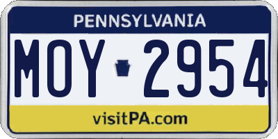 PA license plate MOY2954