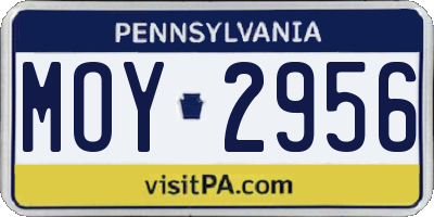 PA license plate MOY2956