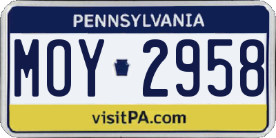 PA license plate MOY2958
