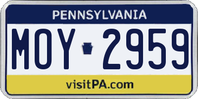 PA license plate MOY2959