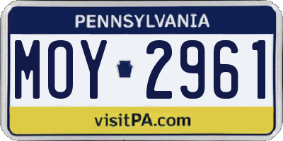 PA license plate MOY2961