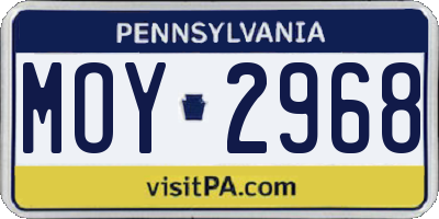 PA license plate MOY2968