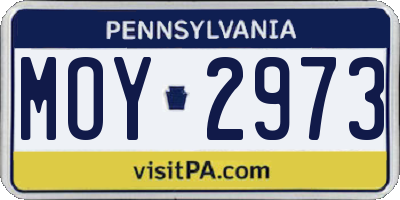 PA license plate MOY2973