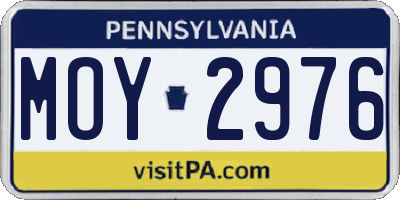 PA license plate MOY2976