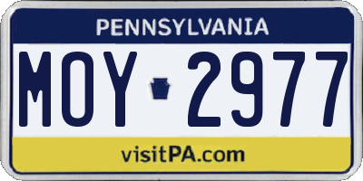 PA license plate MOY2977
