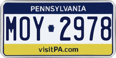 PA license plate MOY2978