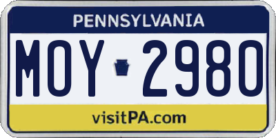 PA license plate MOY2980
