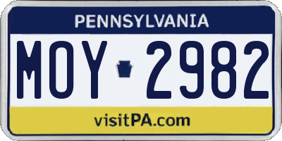 PA license plate MOY2982