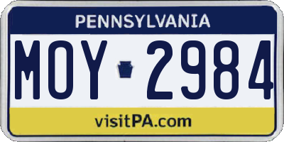 PA license plate MOY2984