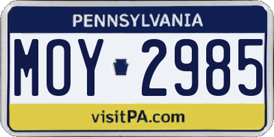 PA license plate MOY2985