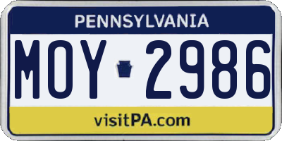 PA license plate MOY2986