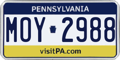 PA license plate MOY2988