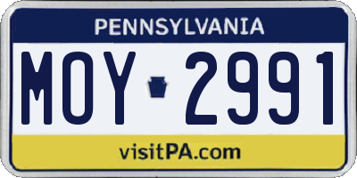 PA license plate MOY2991