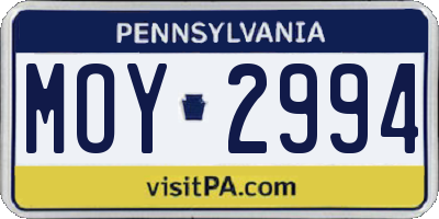 PA license plate MOY2994