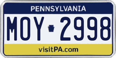 PA license plate MOY2998