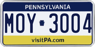 PA license plate MOY3004