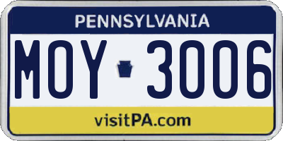 PA license plate MOY3006