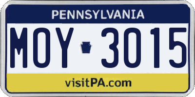 PA license plate MOY3015