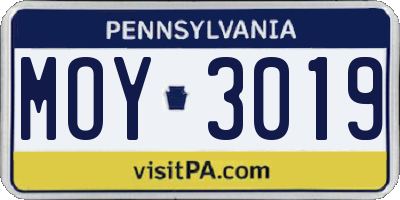 PA license plate MOY3019