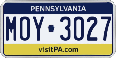 PA license plate MOY3027