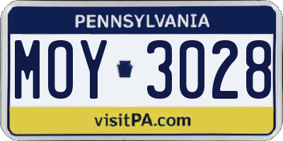 PA license plate MOY3028