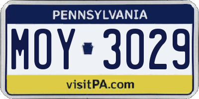 PA license plate MOY3029
