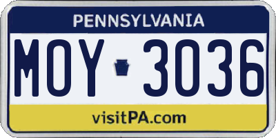 PA license plate MOY3036
