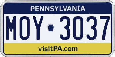 PA license plate MOY3037