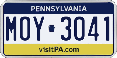 PA license plate MOY3041