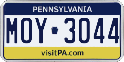 PA license plate MOY3044