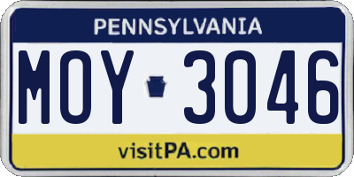 PA license plate MOY3046