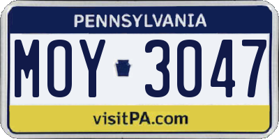 PA license plate MOY3047