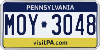 PA license plate MOY3048